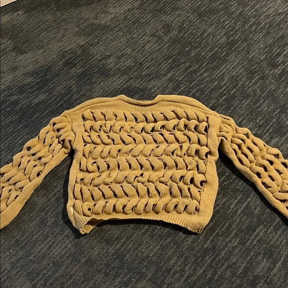 Chunky Knit Openwork Sweater - Tan - Picture 3 of 4